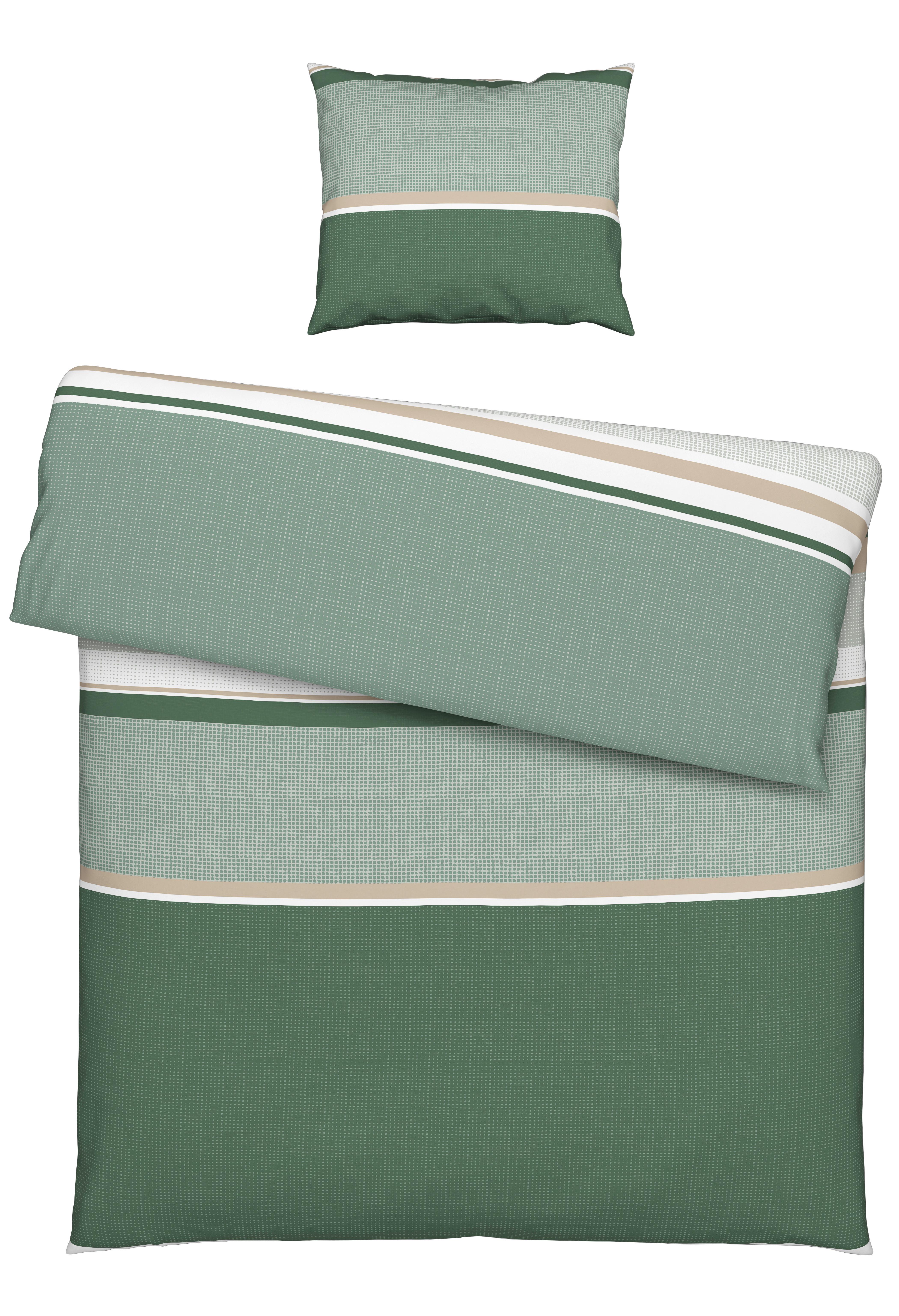 BETTWÄSCHESET DAVID - Beige/Grün, Natur, Textil (160/210cm) - Modern Living