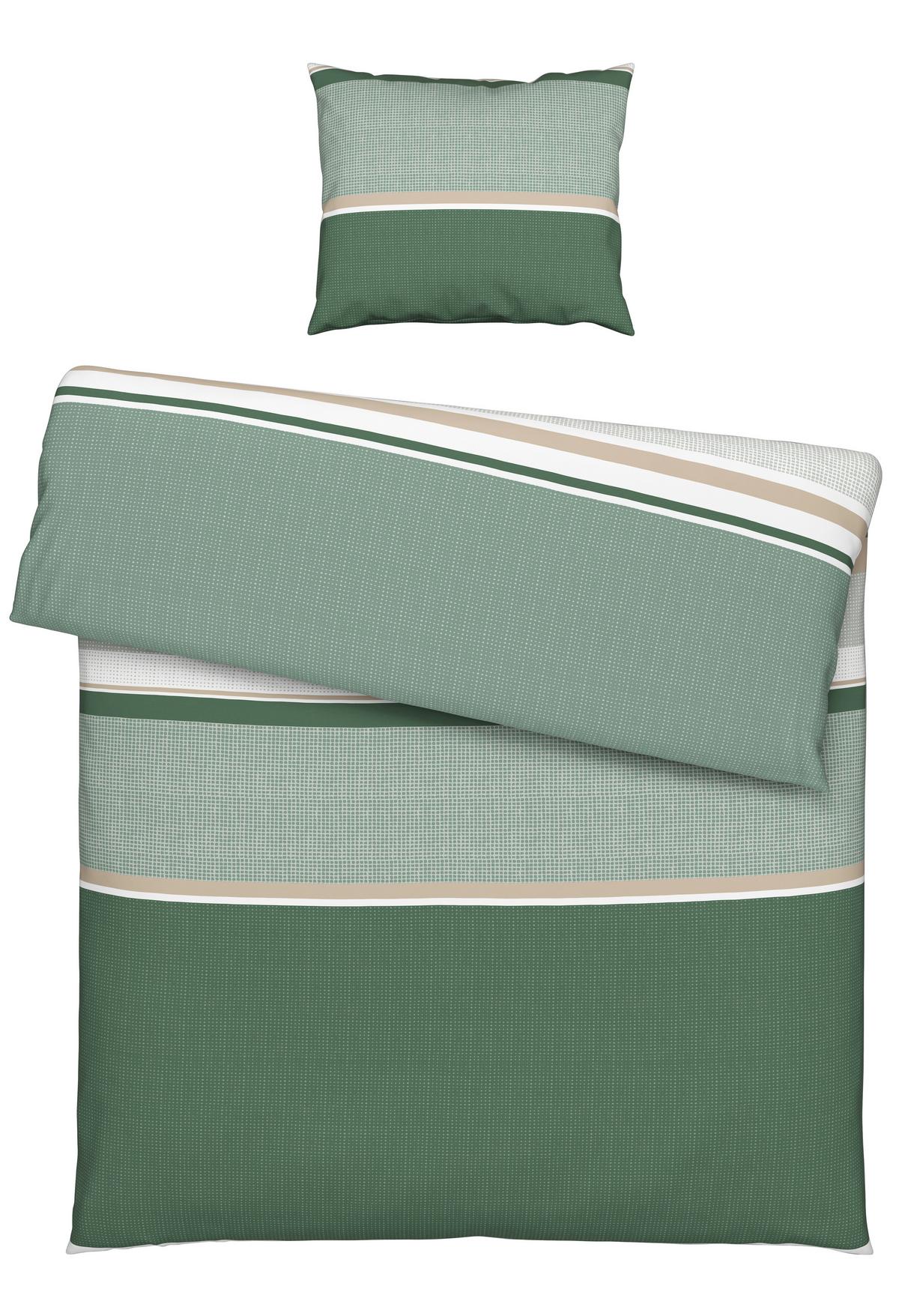 BETTWÄSCHESET DAVID - Beige/Grün, Natur, Textil (160/210cm) - Modern Living