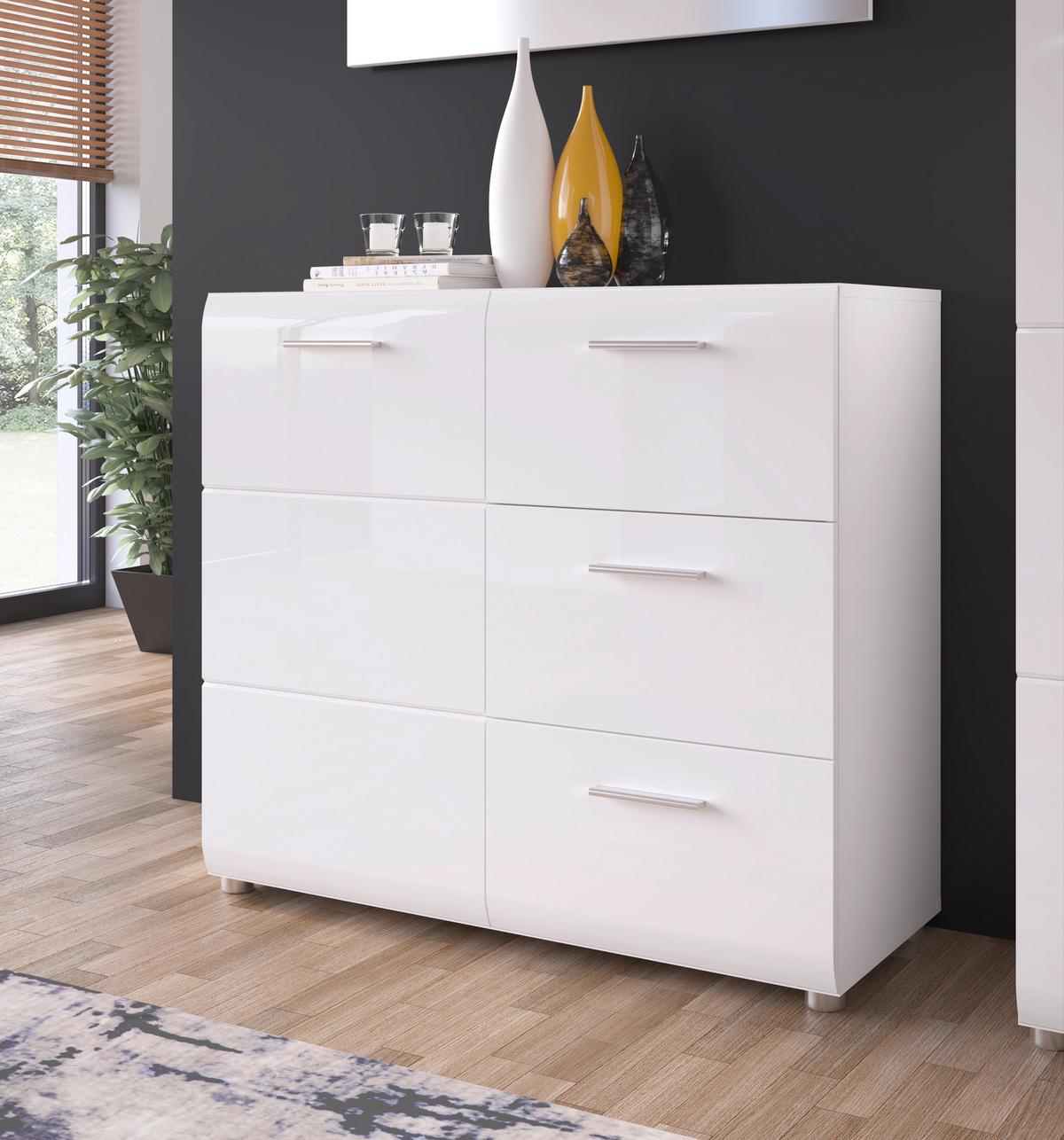 Komoda Merano - crna, Moderno, drvni materijal/plastika (95,9/86/39cm) - Modern Living