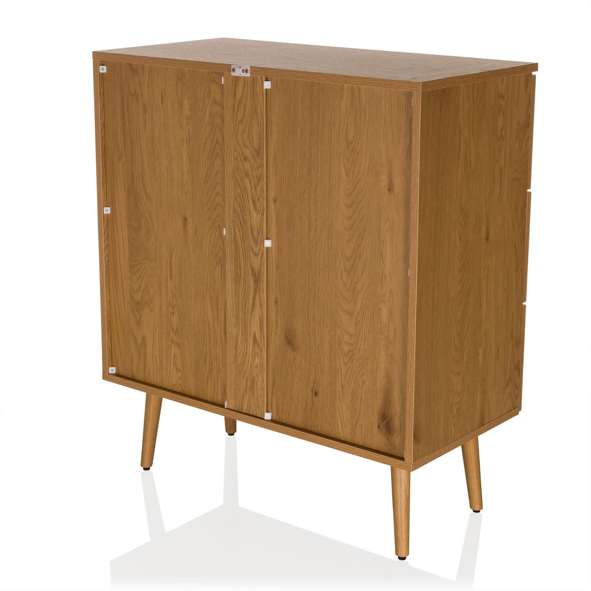 Komoda Boheo, Barva Hrasta - črna/barve hrasta, Moderno, leseni material (80/90/40cm) - MID.YOU