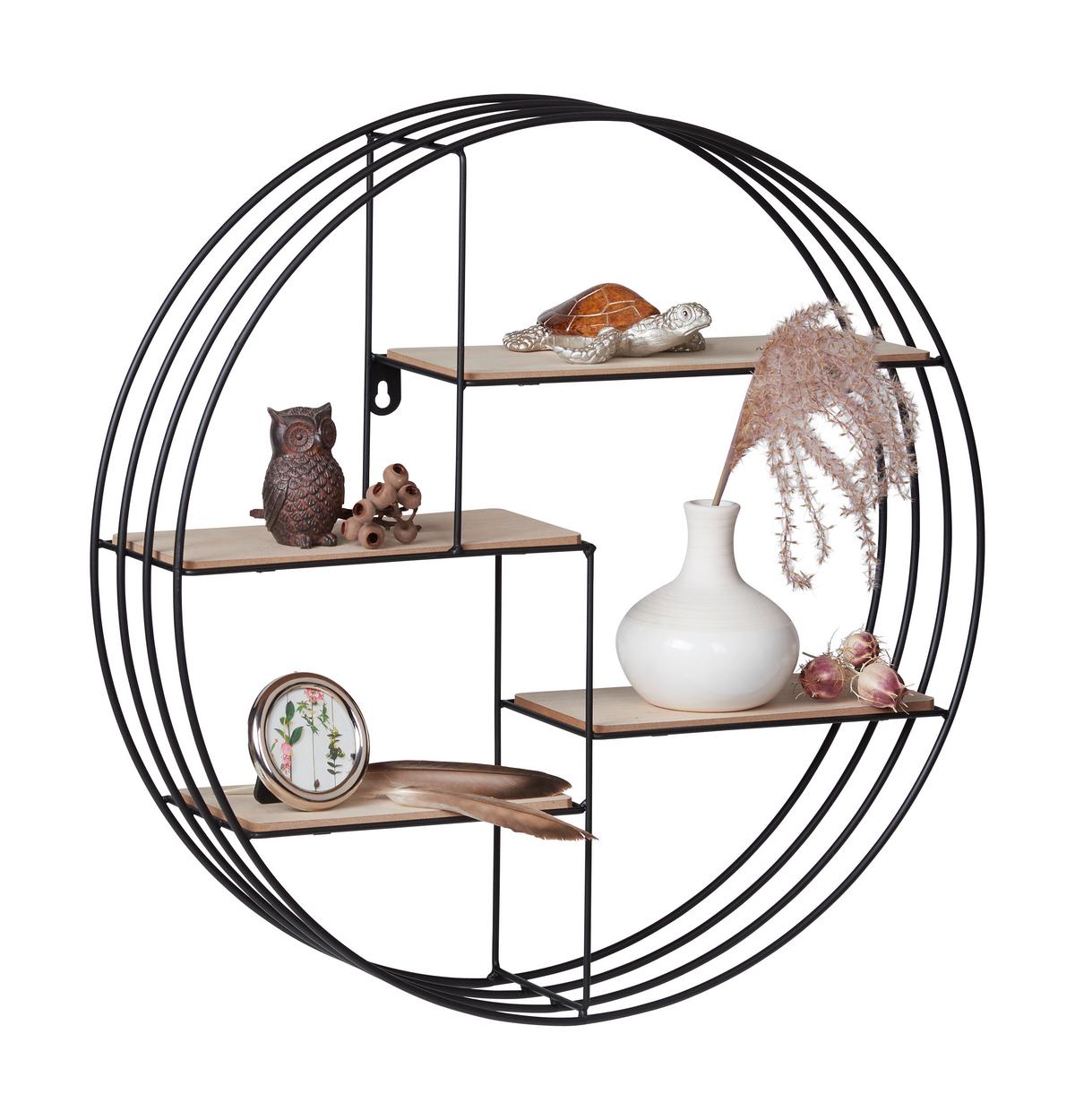 REGAŁ ŚCIENNY HANNA - czarny/jasnobrązowy, Lifestyle, materiał drewnopochodny/metal (45/45/11cm) - Landscape