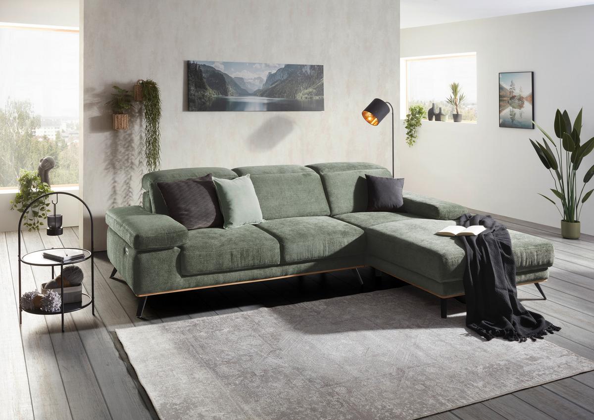 Sarokkanapé Royce - olívazöld, Modern, textil (283/81-105/194cm) - Premium Living