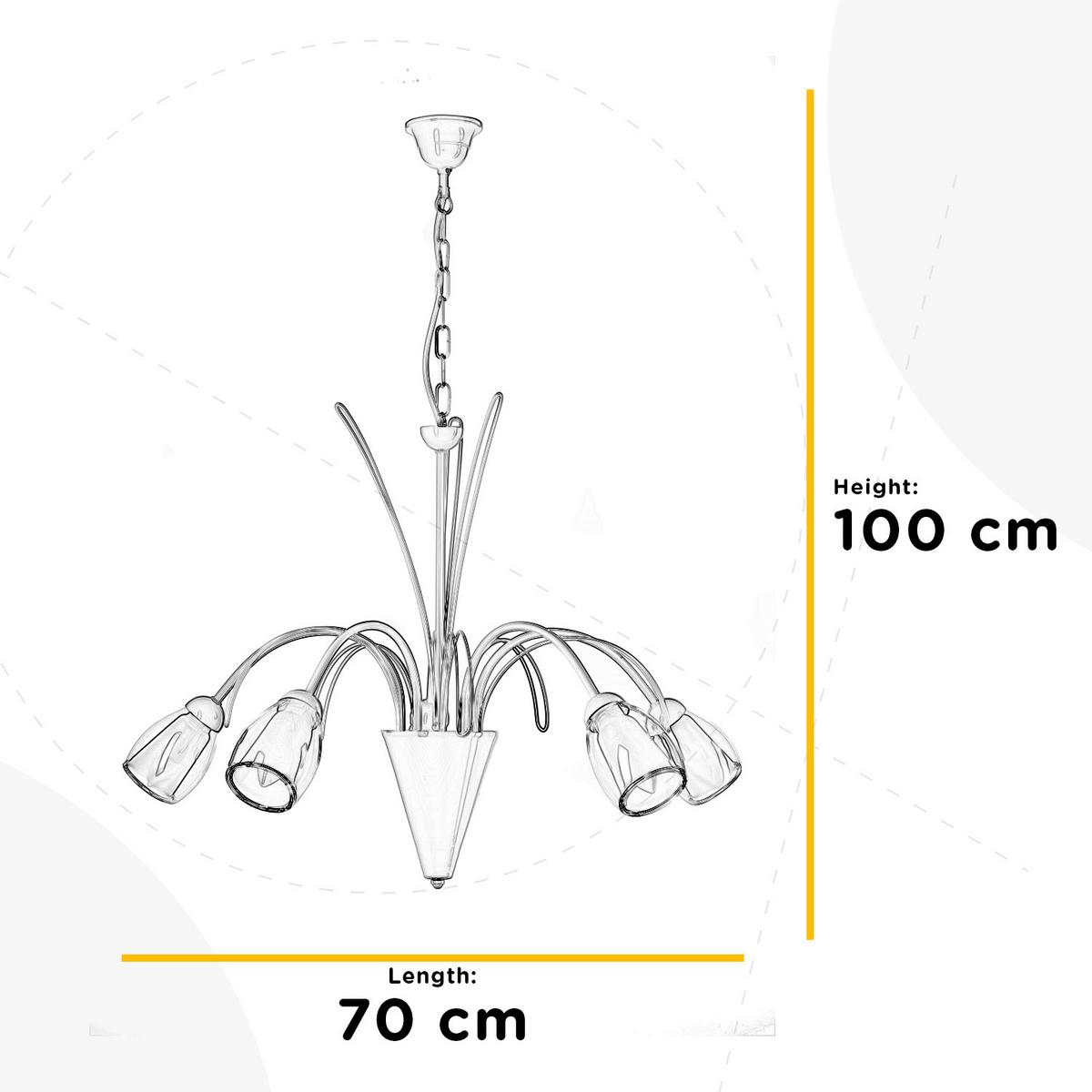 Csillár 4802/5v Antron - fehér, Konventionell, üveg/fém (70/70/100cm)