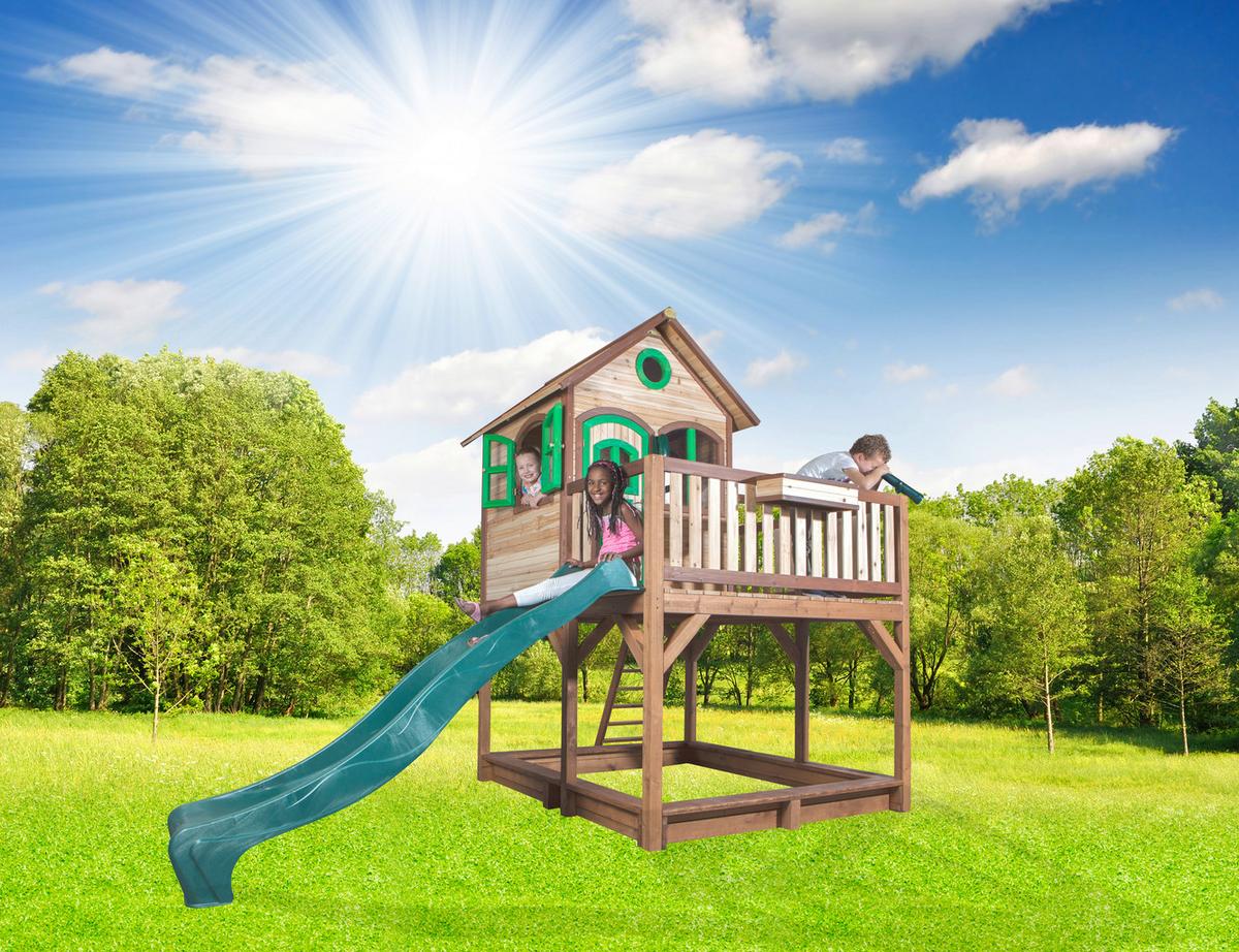 Spielturm Liam aus Tannenholz - Beige/Braun, Basics, Holz/Kunststoff (377/291/255cm) - Ambia Garden