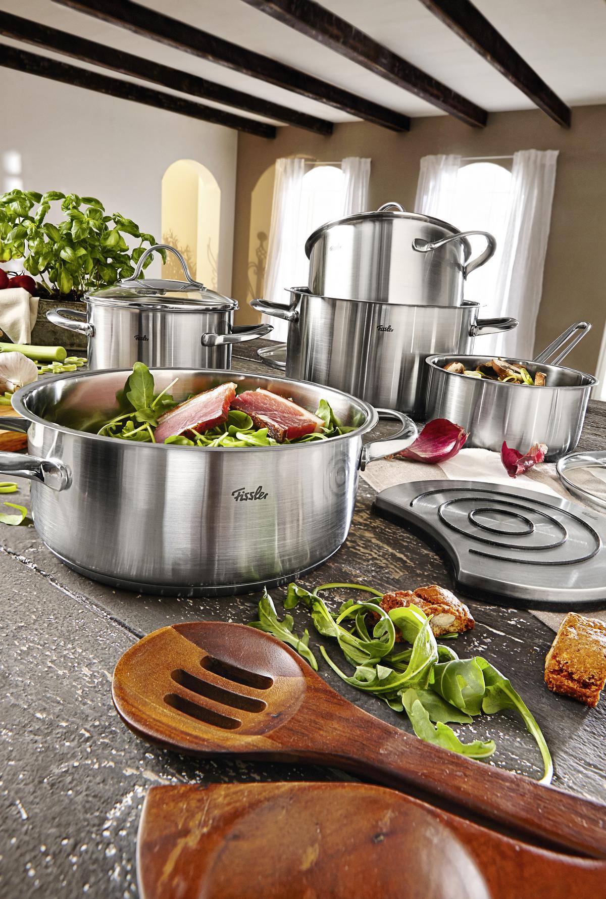 ZESTAW GARNKÓW 00211405000 FISSLER - kolor srebrny/przejrzysty, Basics, metal/szkło - Fissler