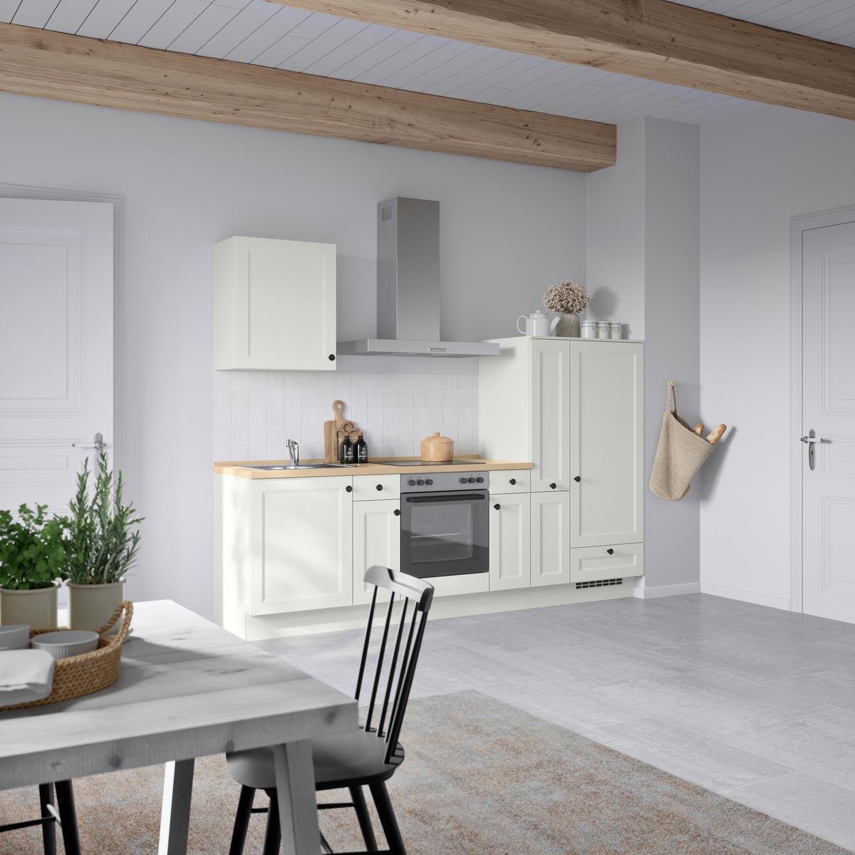 Küchenblock Cascada Low m. Geräten Weiß - Eichefarben/Schwarz, MODERN, Holzwerkstoff/Metall (270cm) - Nobilia