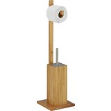 WC-Bürstenkombination aus Bambus in Braun - Edelstahlfarben/Naturfarben, MODERN, Holz/Kunststoff (19/70,5/19cm) - Mömax modern living