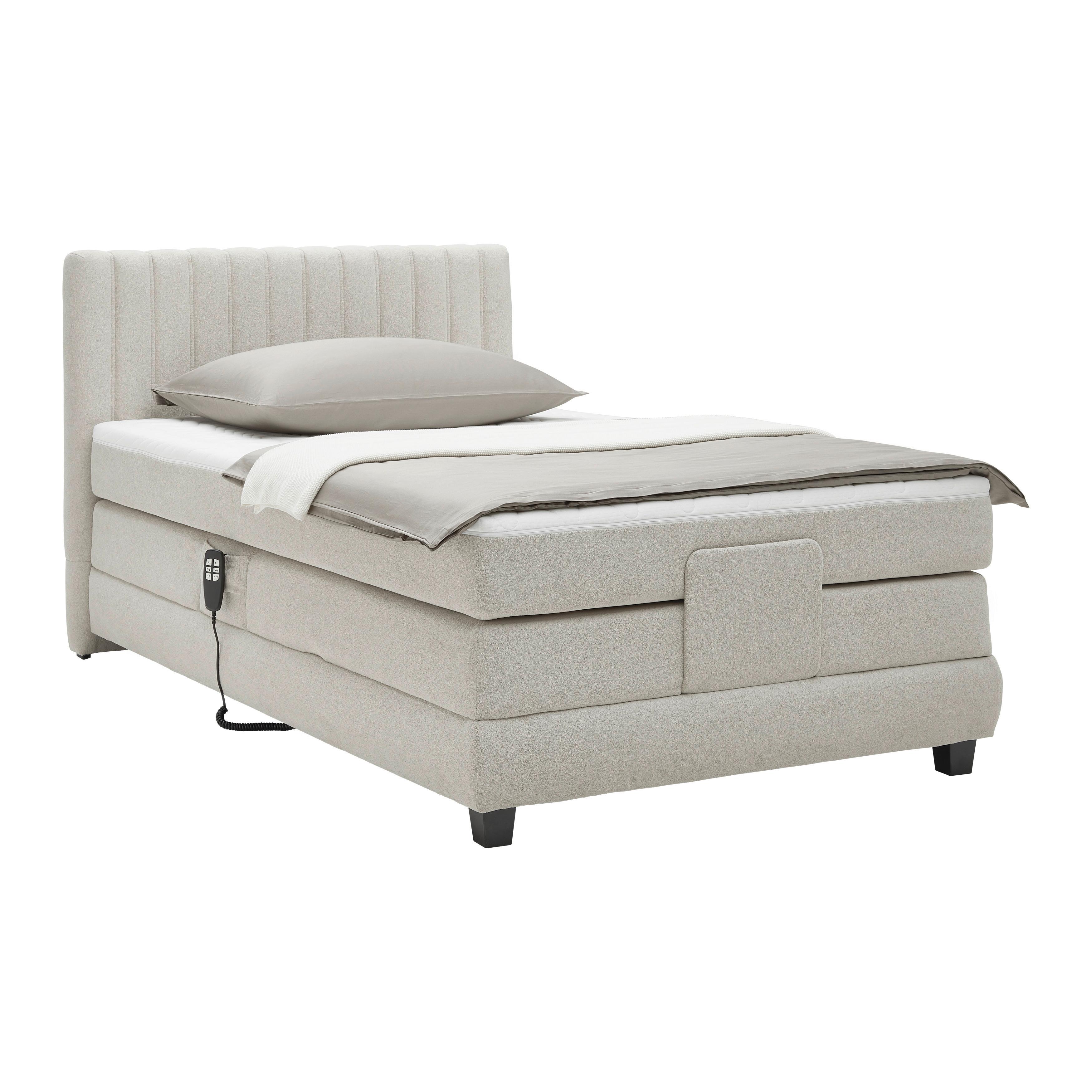 Boxspringbett Dixon Beige ca. 120x200cm - Beige/Schwarz, KONVENTIONELL, Holz/Holzwerkstoff (120/200cm) - Premium Living