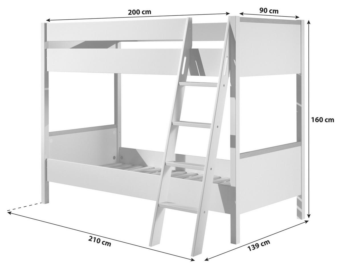 Etagenbett London Weiß - Naturfarben/Weiß, MODERN, Holz/Holzwerkstoff (90/200cm) - Vipack