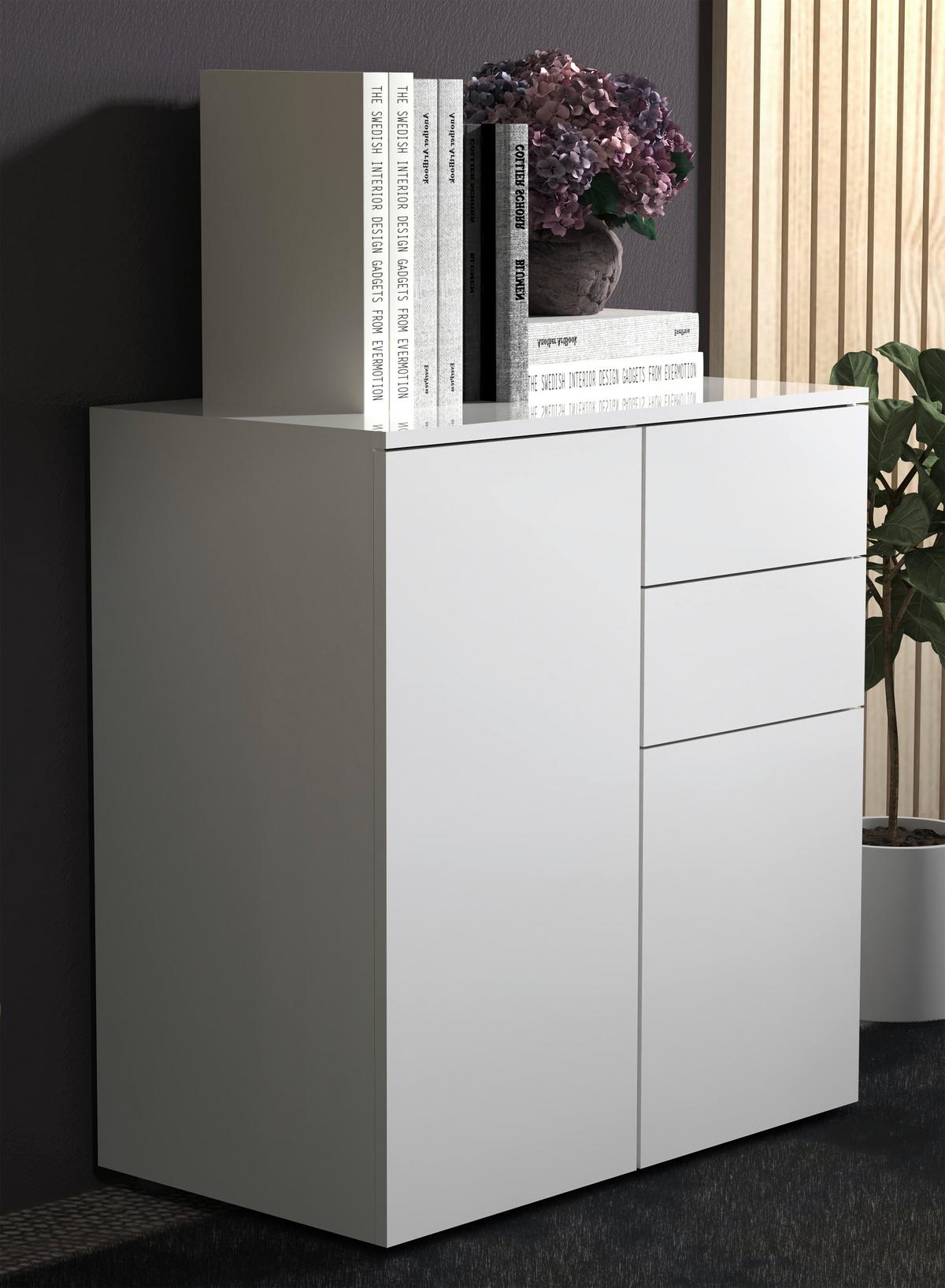 Kommode DALOSA Weiß ca. 70x77x39 cm - Anthrazit/Weiß, MODERN, Holzwerkstoff/Kunststoff (70/77/39cm) - MID.YOU
