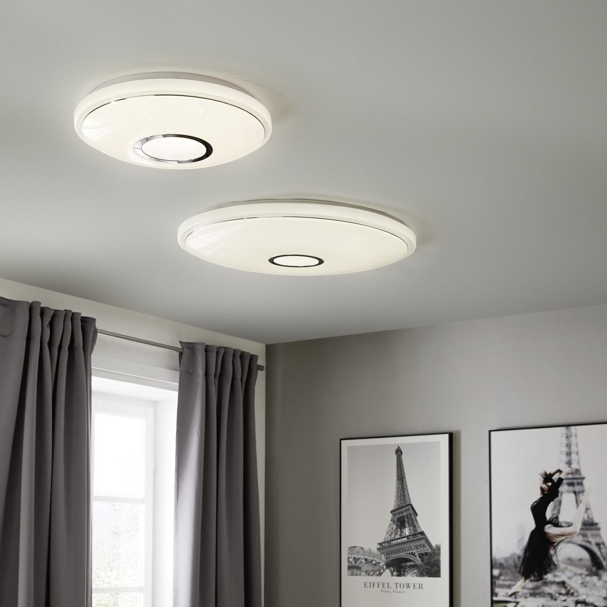 Stropna Led-svetilka Ross, Ø Ca. 68 Cm, 30 W - barve kroma/bela, Romantika, kovina/umetna masa (68/8cm) - Premium Living
