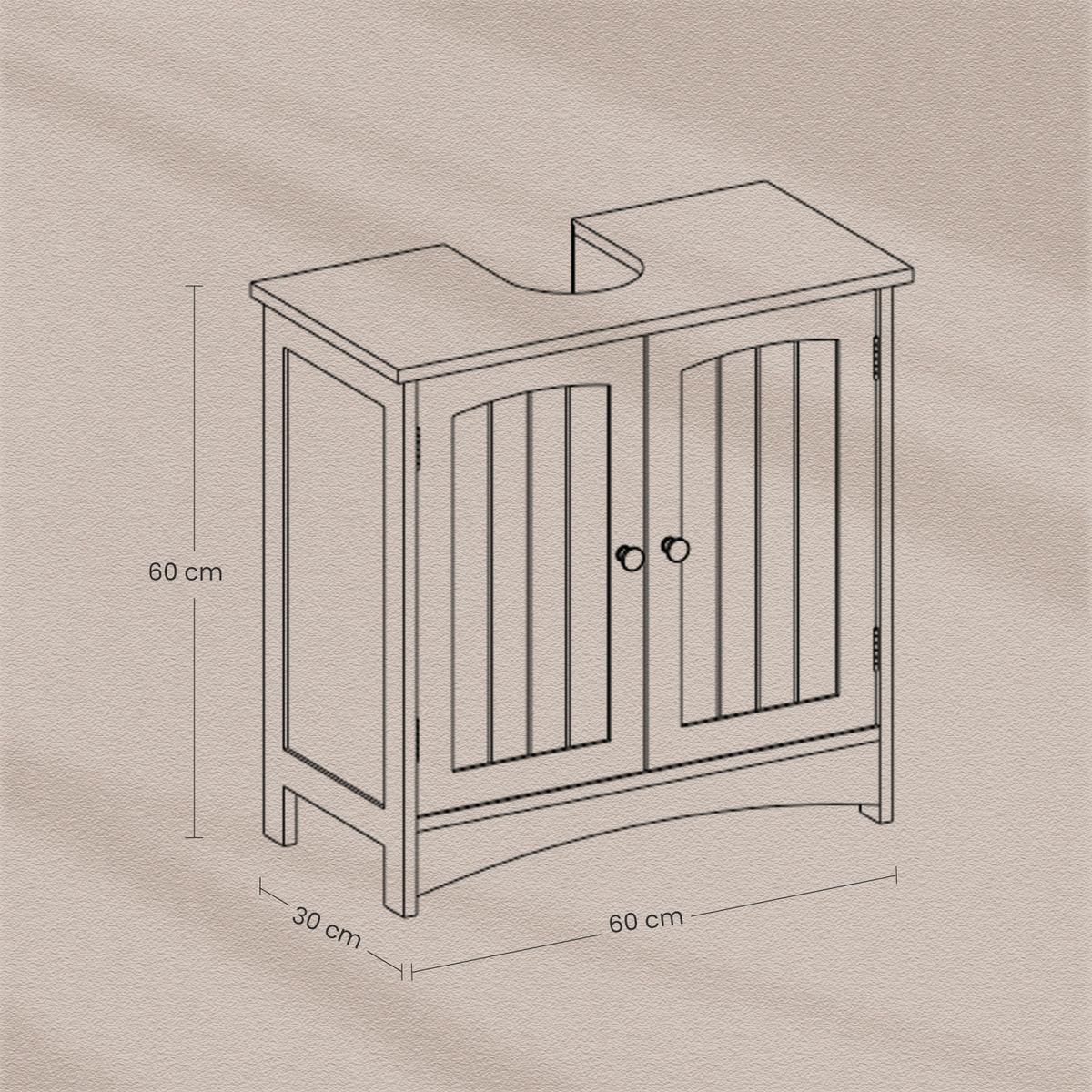 WASCHBECKENUNTERSCHRANK BBC01WT - Silberfarben/Schwarz, Trend, Holzwerkstoff/Metall (60/60/30cm) - MID.YOU