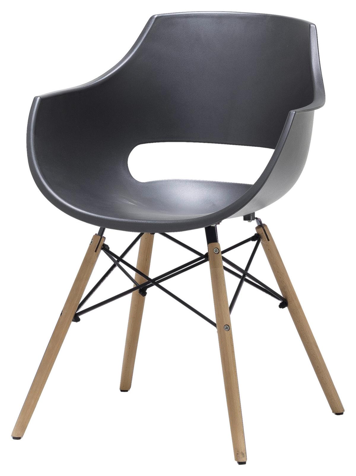 KRZESŁO Z PODŁOKIETNIKAMI ROCKVILLE - kolor bukowy/szary, Design, tworzywo sztuczne/drewno (57/80/58cm) - Livetastic