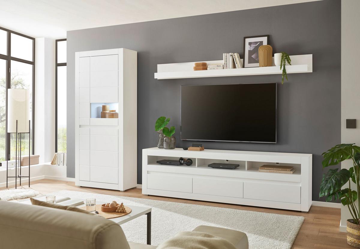 WOHNWAND CHESTER - Eichefarben/Silberfarben, Design, Holzwerkstoff/Kunststoff (312/198/42cm) - MID.YOU