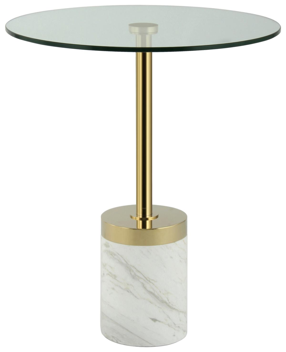 BEISTELLTISCH LANA 125 GOLD / WEISS - Weiss/Goldfarben, Design, Glas/Stein (46/46/53cm) - Kayoom