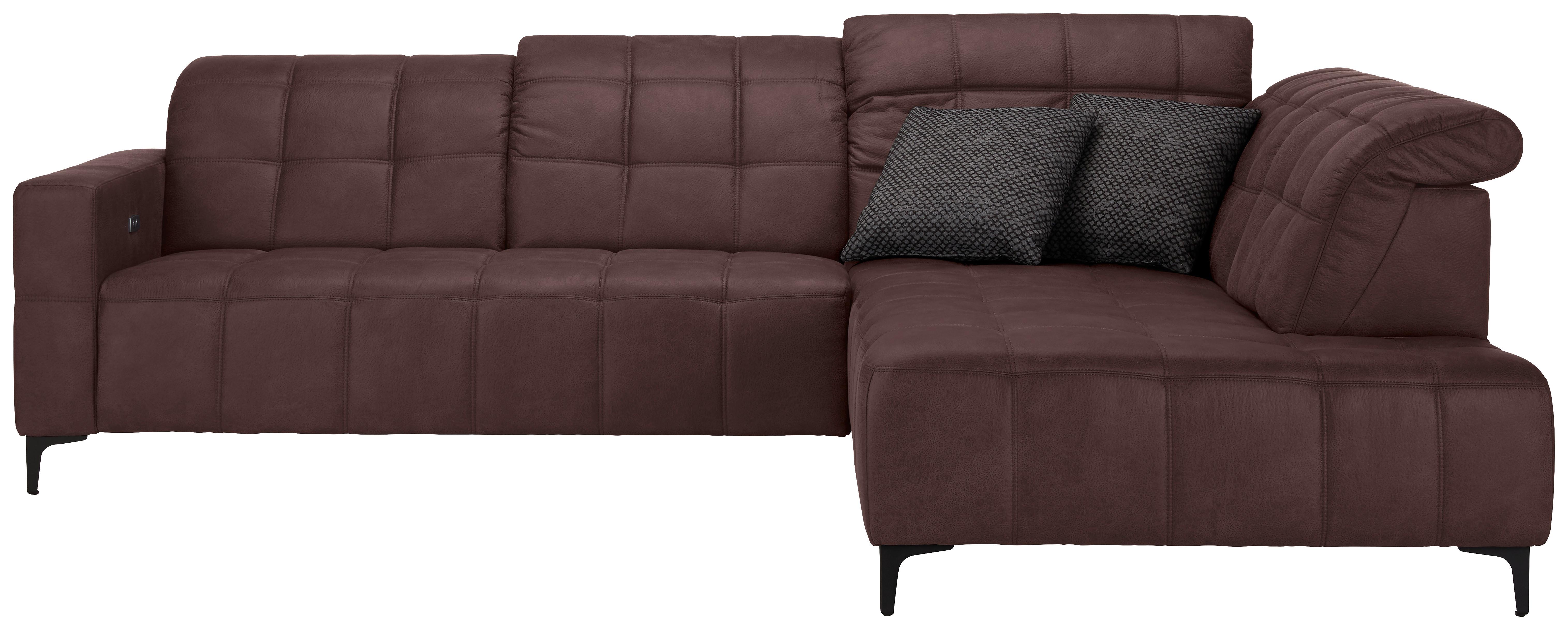 Ecksofa Panama rechts Braun - Schwarz/Braun, KONVENTIONELL, Textil/Metall (304/89-102/216cm) - Premium Living