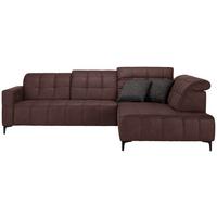 Ecksofa Panama rechts Braun - Schwarz/Braun, KONVENTIONELL, Textil/Metall (304/89-102/216cm) - Premium Living