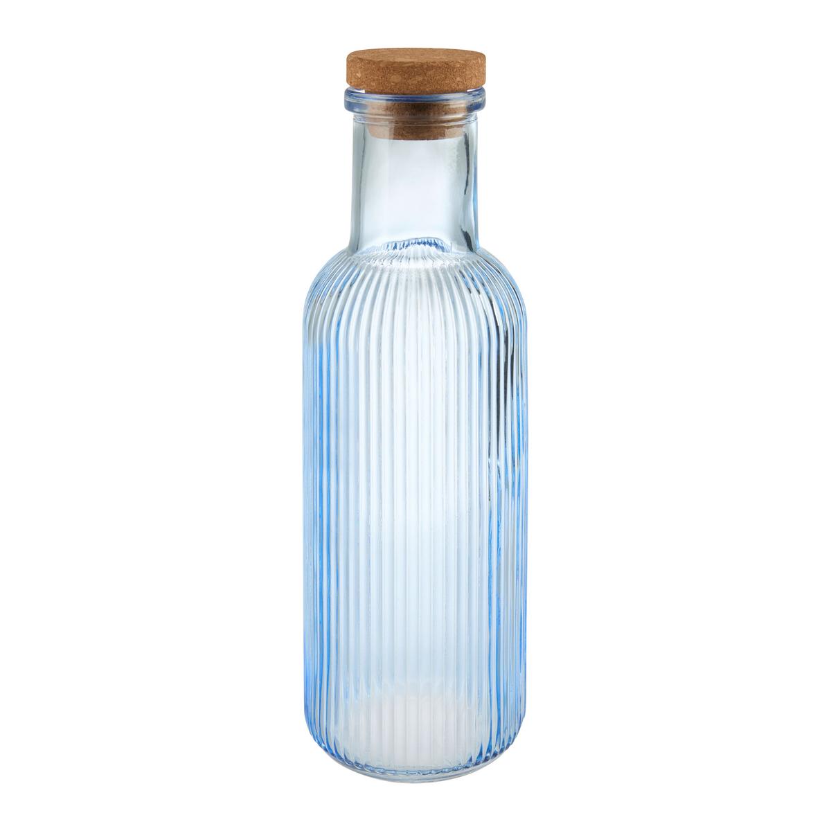 Universalflasche Mary diverse Farben - Blau/Pink, KONVENTIONELL, Glas/Holz (9/27,5cm) - Mömax