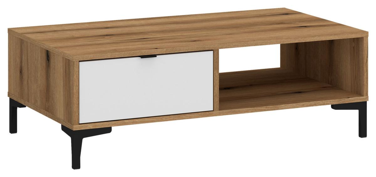 Măsuță de cafea RICKO - alb/culoare lemn stejar, Trend, material pe bază de lemn (100/34,7/67cm) - Modern Living