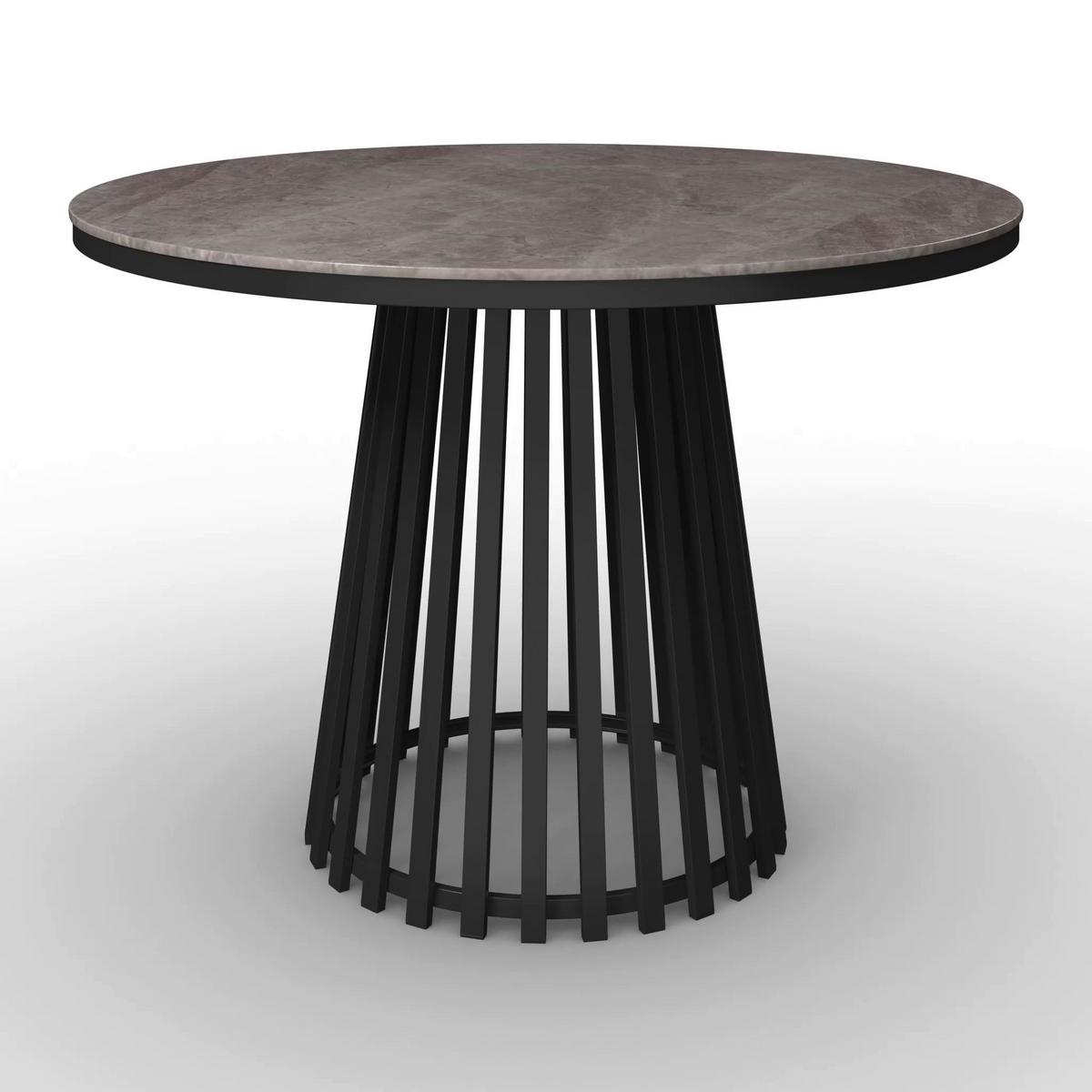 Esstisch rund Pela Grau/ Schwarz MDF Ø ca. 110 cm - Schwarz/Grau, MODERN, Holzwerkstoff/Stein (110/75cm) - Bessagi Home