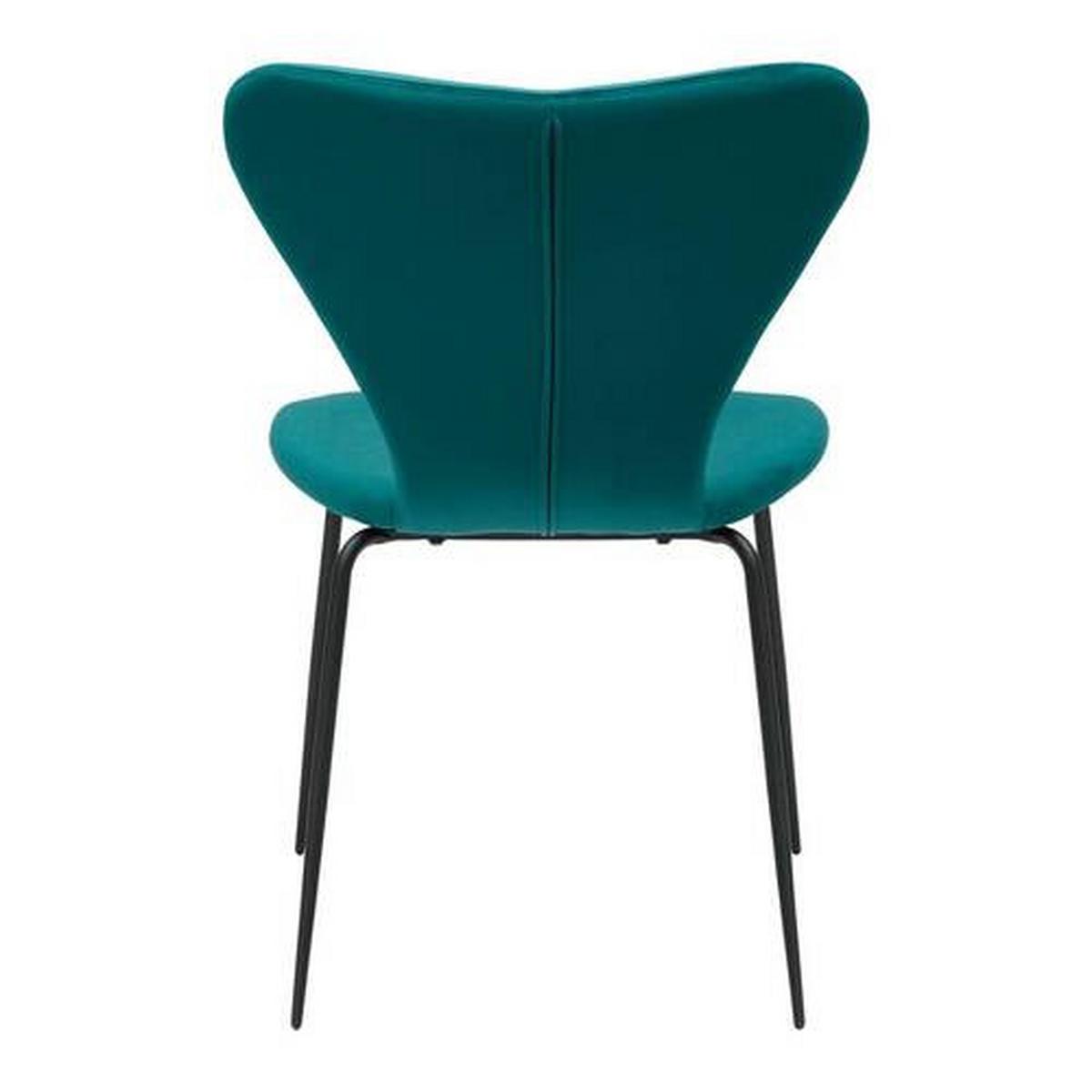 Stuhl Alicia Petrol Samt Gepolstert - Petrol/Schwarz, MODERN, Holz/Textil (53/82,5/53cm) - Bessagi Home