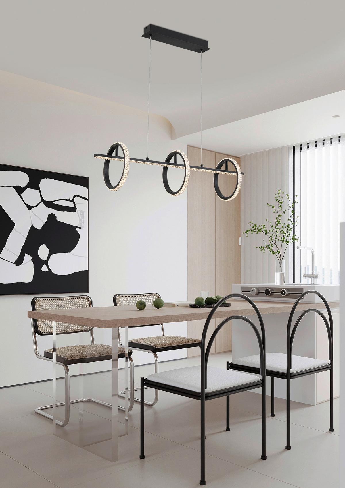 Lampă suspendată cu LED Ulo - negru, Modern, plastic/metal (80/20/120cm) - Modern Living