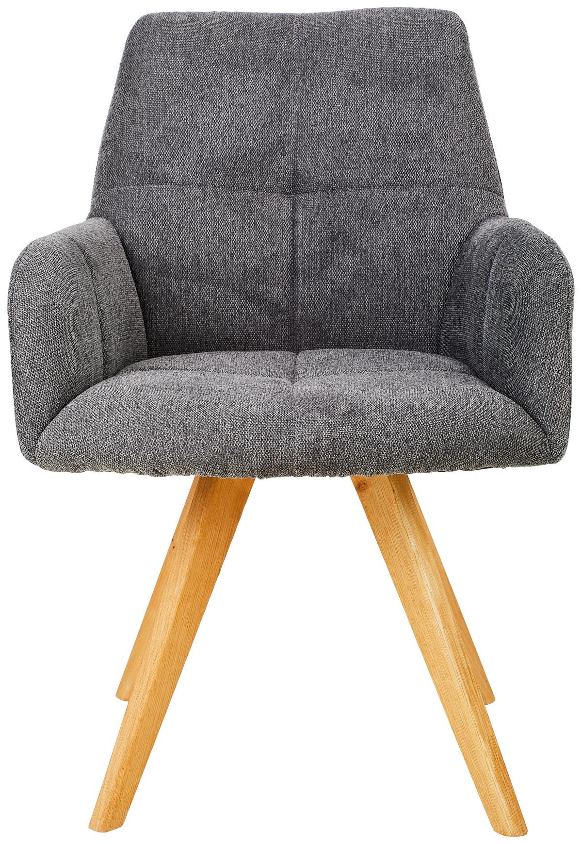 KRZESŁO Z PODŁOKIETNIKAMI PISA - kolor dębowy/antracytowy, Konventionell, drewno/tkanina (62/87,5/68,5cm) - Linea Natura