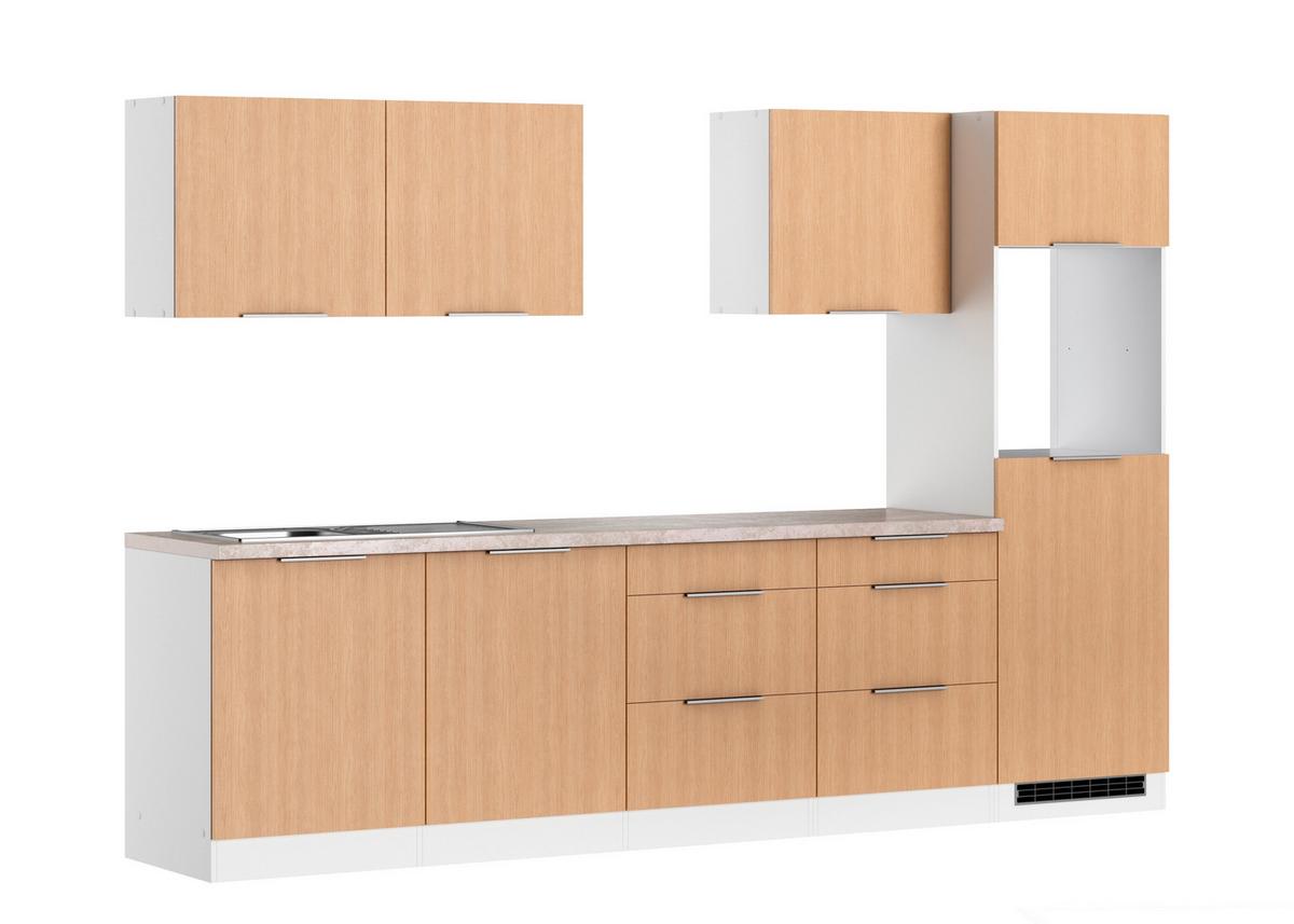 Küchenleerblock Glasgow o. Geräte Eichefarben/Weiß - Eichefarben/Creme, LIFESTYLE, Holzwerkstoff/Metall (300cm) - Held