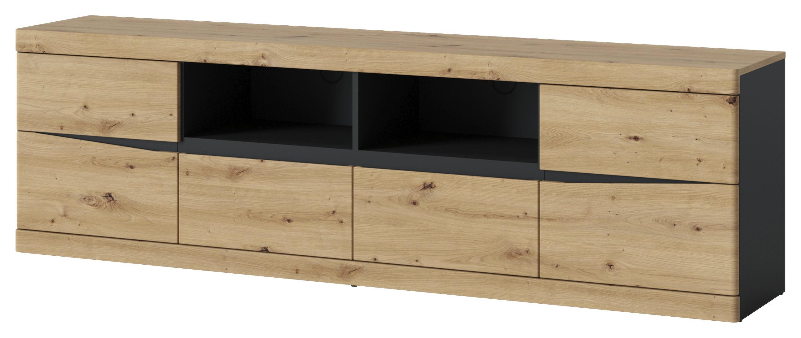 Tv Element Turino - hrast Artisan/antracit, Trend, drvni materijal/plastika (200/60/39,9cm) - Modern Living