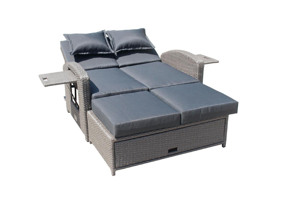 Loungesofa Nizza Schwarz - Schwarz, Basics, Kunststoff/Textil - Gardenson