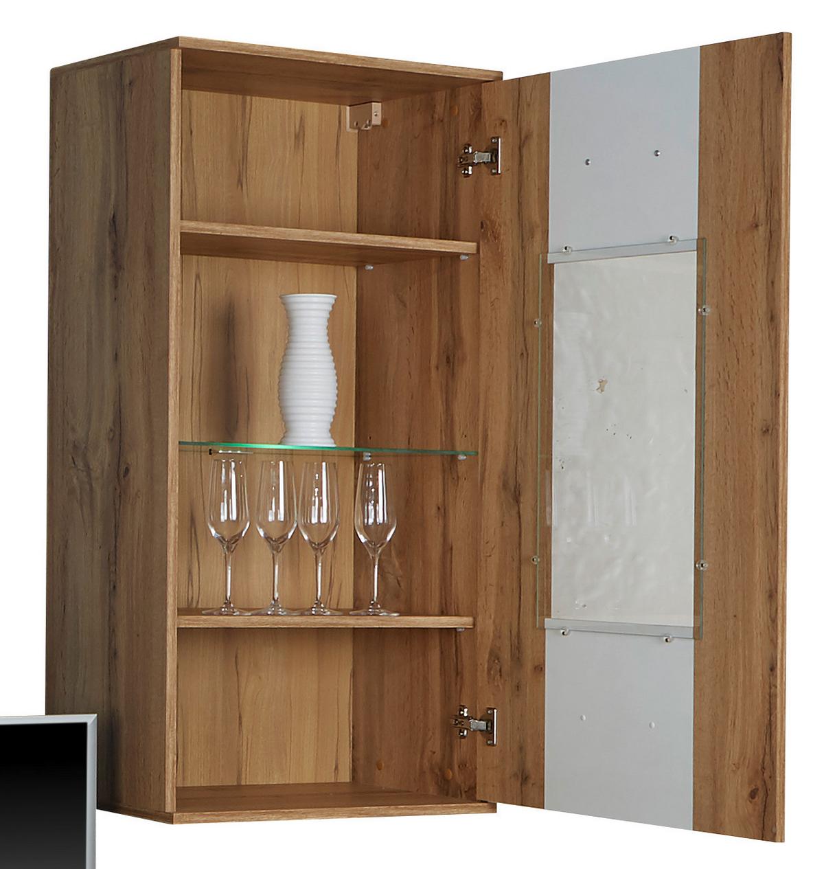 Dnevni Regal Lido, Barva Hrasta, Bela, Led - barve kroma/črna, Moderno, umetna masa/steklo (235/190/38cm) - Mömax