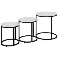 Set masuțe 3/1 BIANCA - alb/negru, Modern, metal/material pe bază de lemn (38/38-43-51/38cm) - Modern Living