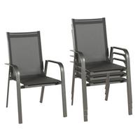 Gartensessel 4er-Set stapelbar Urban Aluminium/Textil - Anthrazit/Schwarz, Basics, Textil/Metall (69/97/62cm) - Acamp