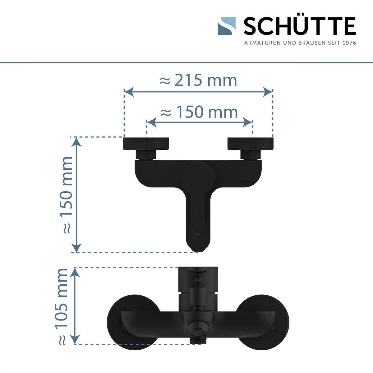 Baterie pentru duș/cadă DENVER - negru, Basics, metal (5,5/15,9/15,7cm) - Schütte