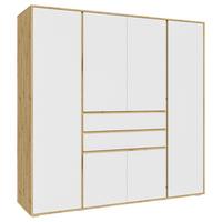 Drehtürenschrank Falun Weiß/Eiche Artisan - Weiß/Eiche Artisan, MODERN, Holzwerkstoff (197/194/56cm) - Livetastic