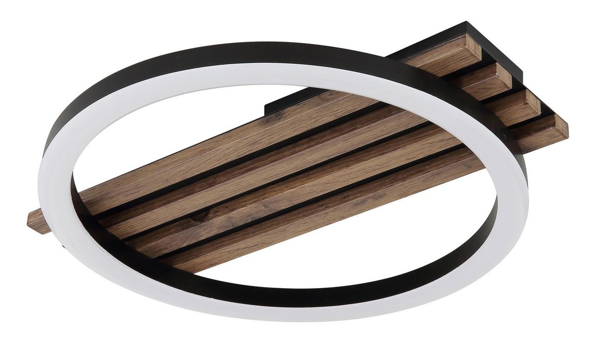 LED-DECKENLEUCHTE 67353D1 TISHA - Weiss/Dunkelbraun, Natur, Holzwerkstoff/Kunststoff (34/30/6cm) - Globo