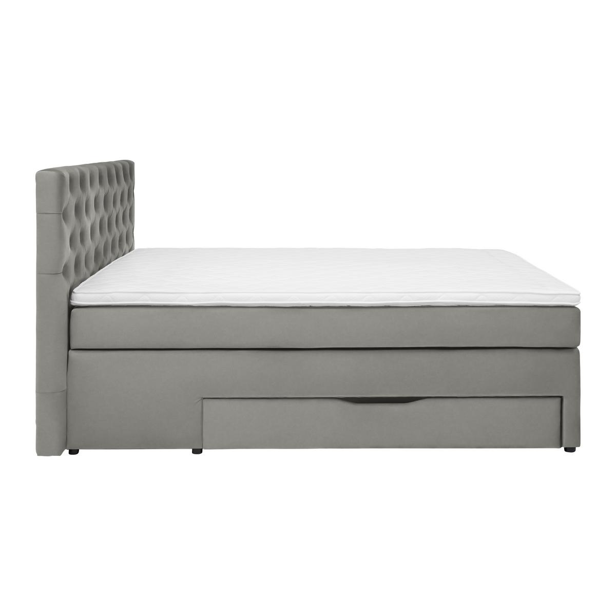 Boxspringbett Chester Grau ca. 180x200cm - Schwarz/Grau, Holzwerkstoff/Kunststoff (180/200cm) - Mömax