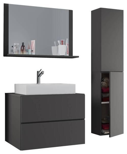 Badezimmer Lendas 4-tlg. ca. 94 cm Anthrazit - Anthrazit/Weiß, MODERN, Keramik/Holzwerkstoff (94cm) - MID.YOU