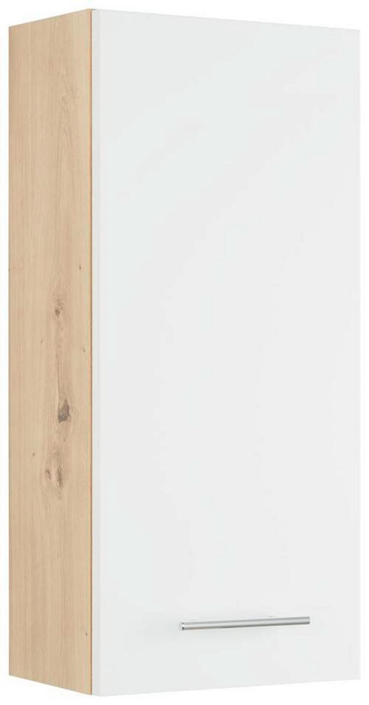 Oberschrank Santino II in Weiß/Eichefarben - Alufarben/Weiß, MODERN, Holzwerkstoff/Metall (32,5/70/20,5cm) - Mömax