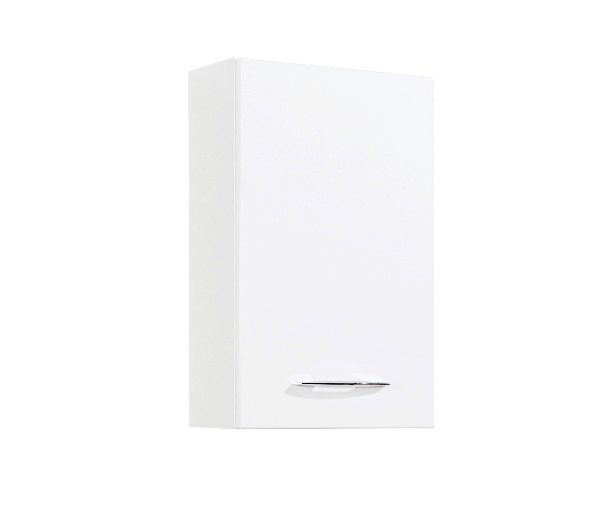 Oberschrank Florida in Weiß Hochglanz - Chromfarben/Weiß Hochglanz, MODERN, Holzwerkstoff/Metall (40/64/20cm)