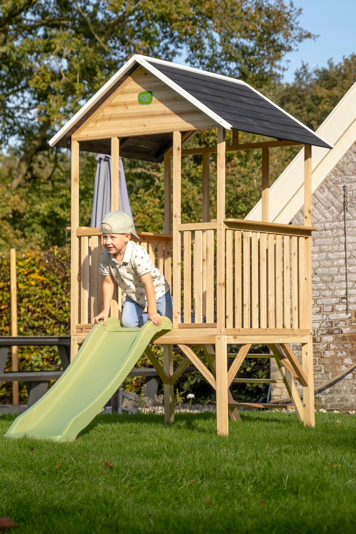 Igralna Hišica Exit Panorama 300, Naravne Barve - zelena/naravne barve, Konvencionalno, umetna masa/les (226/120/203cm) - EXIT Toys