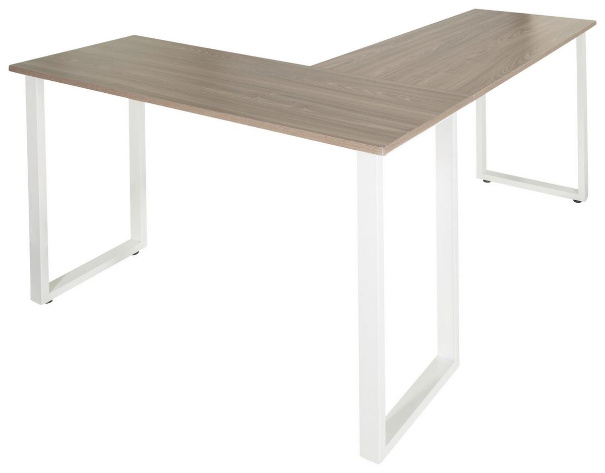 Kotna Pisalna Miza Workspace Basic I, Siva, Bela - siva/bela, Basics, kovina/leseni material (165/120/75cm) - MID.YOU