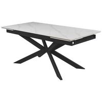 Masa extensibila LEON - alb/negru, Modern, ceramică/metal (180-260/90/76cm) - Premium Living