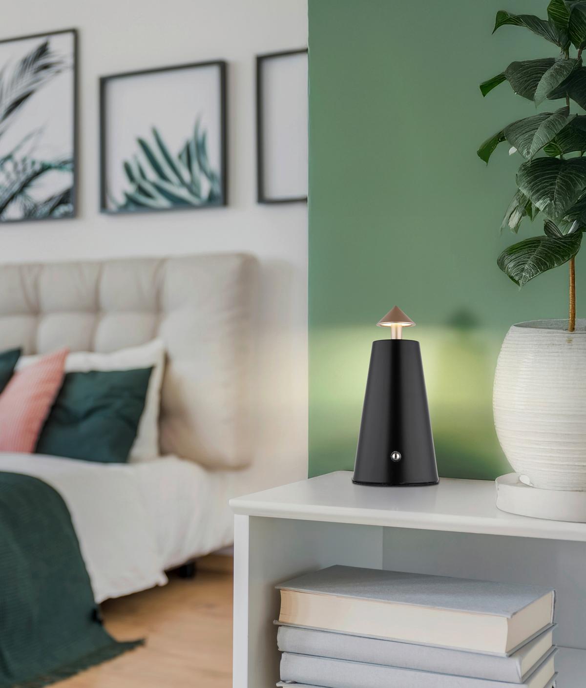 AKKU-TISCHLEUCHTE 21037CS LIVA - Weiss/Schwarz, Design, Kunststoff/Metall (9/19cm) - Globo