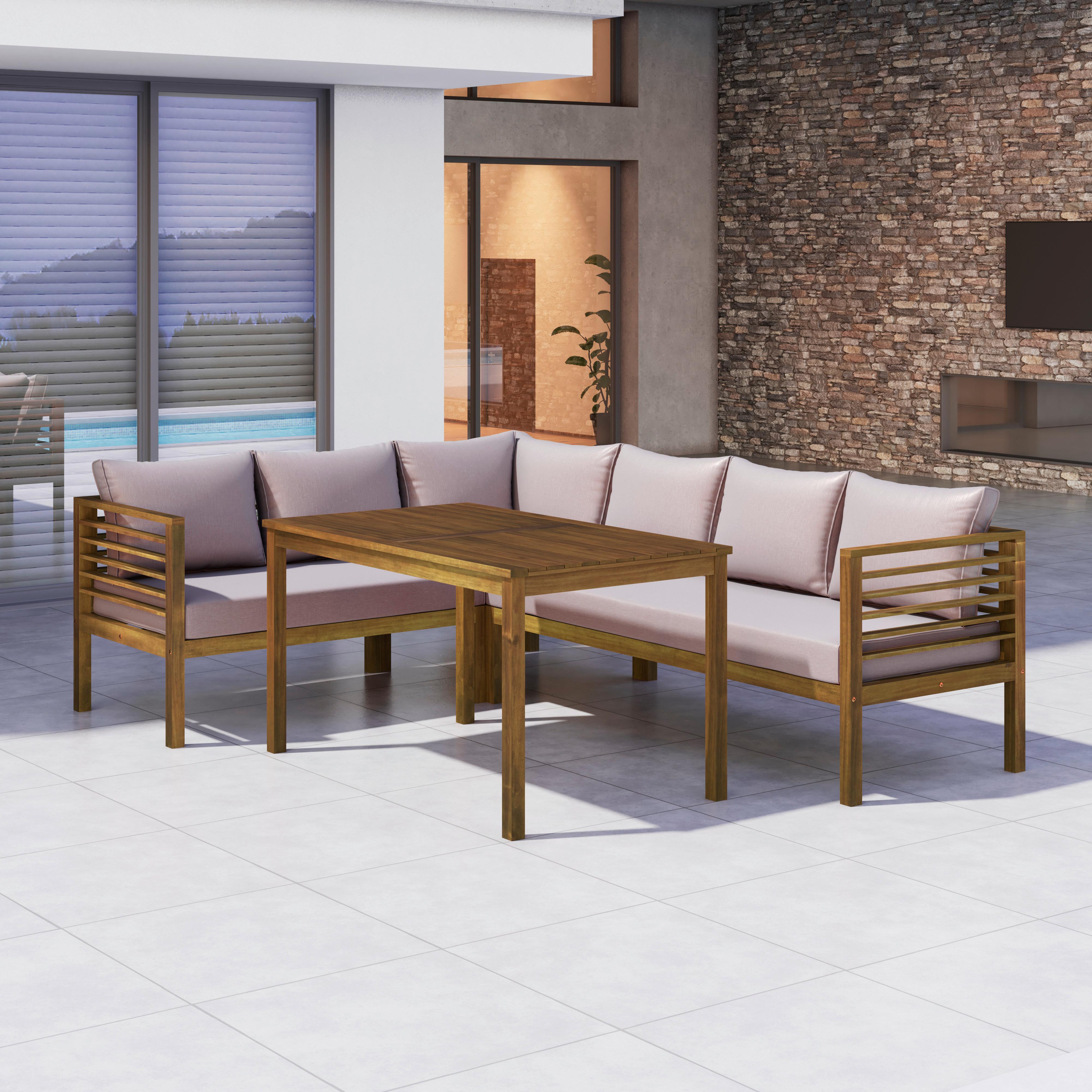 Lounge Garnitura Nico, Akacija, Siva, 3-Delno - bež/barve akacije, Natur, les (226/65/65cm) - Mömax