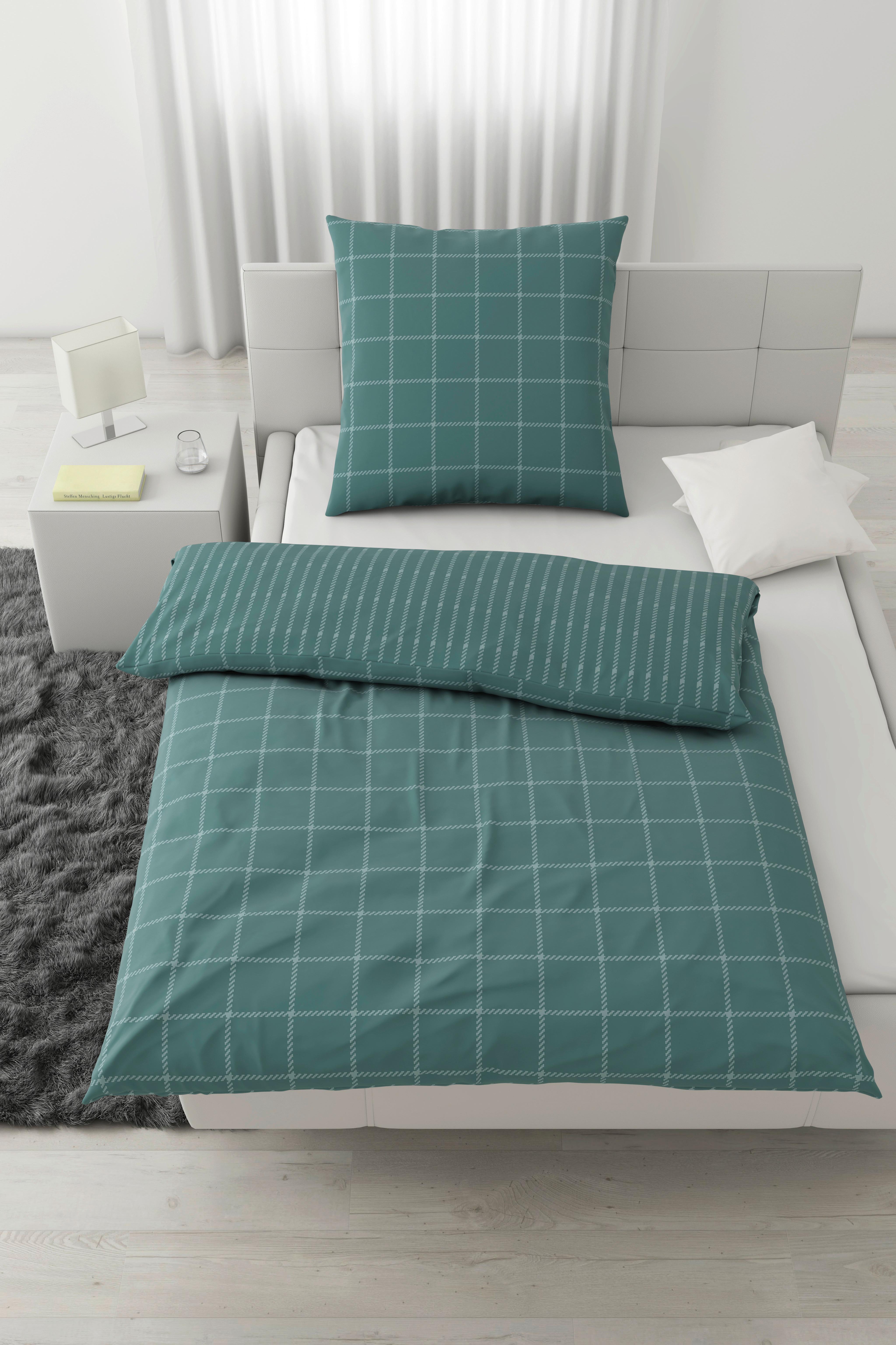 Bettwäsche Karo Allover Mineralblau ca. 135x200cm - Blau, KONVENTIONELL, Textil (135/200cm) - Mömax