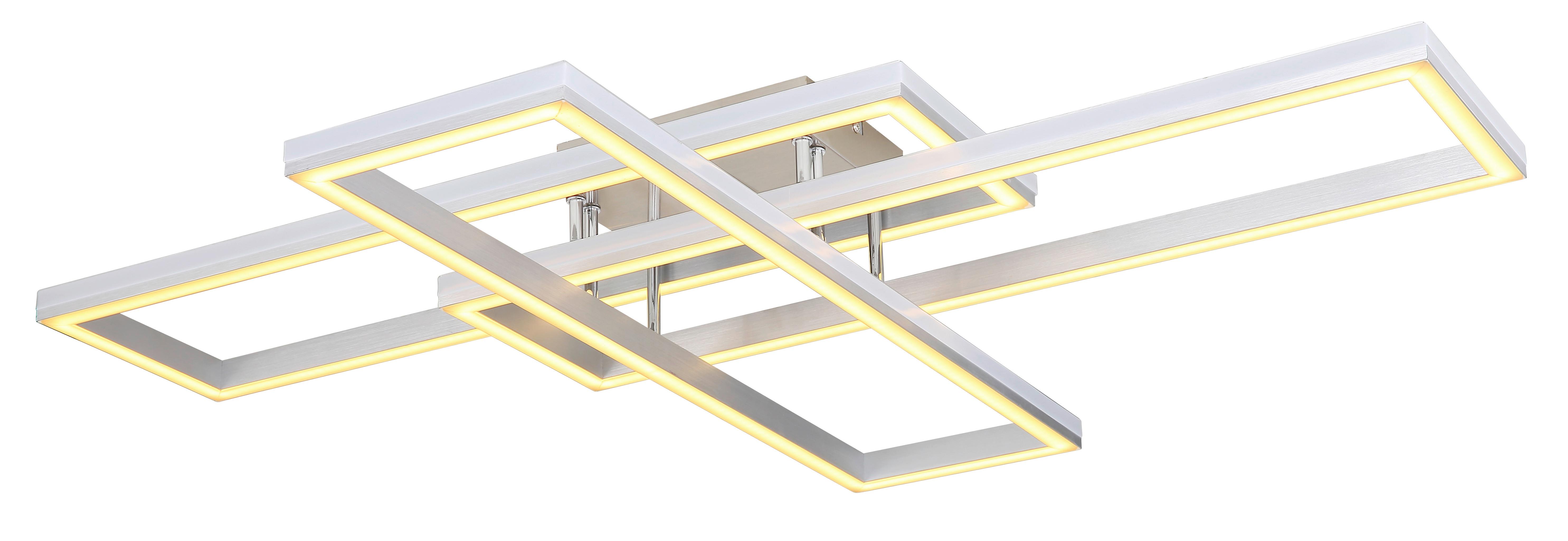 LED-Deckenleuchte Salmos Opal/Silberfarben max. 50 Watt - Silberfarben/Opal, Design, Kunststoff/Metall (100/69,5/13,5cm) - Globo