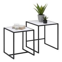 Beistelltischset Tobi Weiß/Schwarz, 2er Set - Schwarz/Weiß, MODERN, Holzwerkstoff/Metall (40/45/45/50/40/45cm) - Mömax