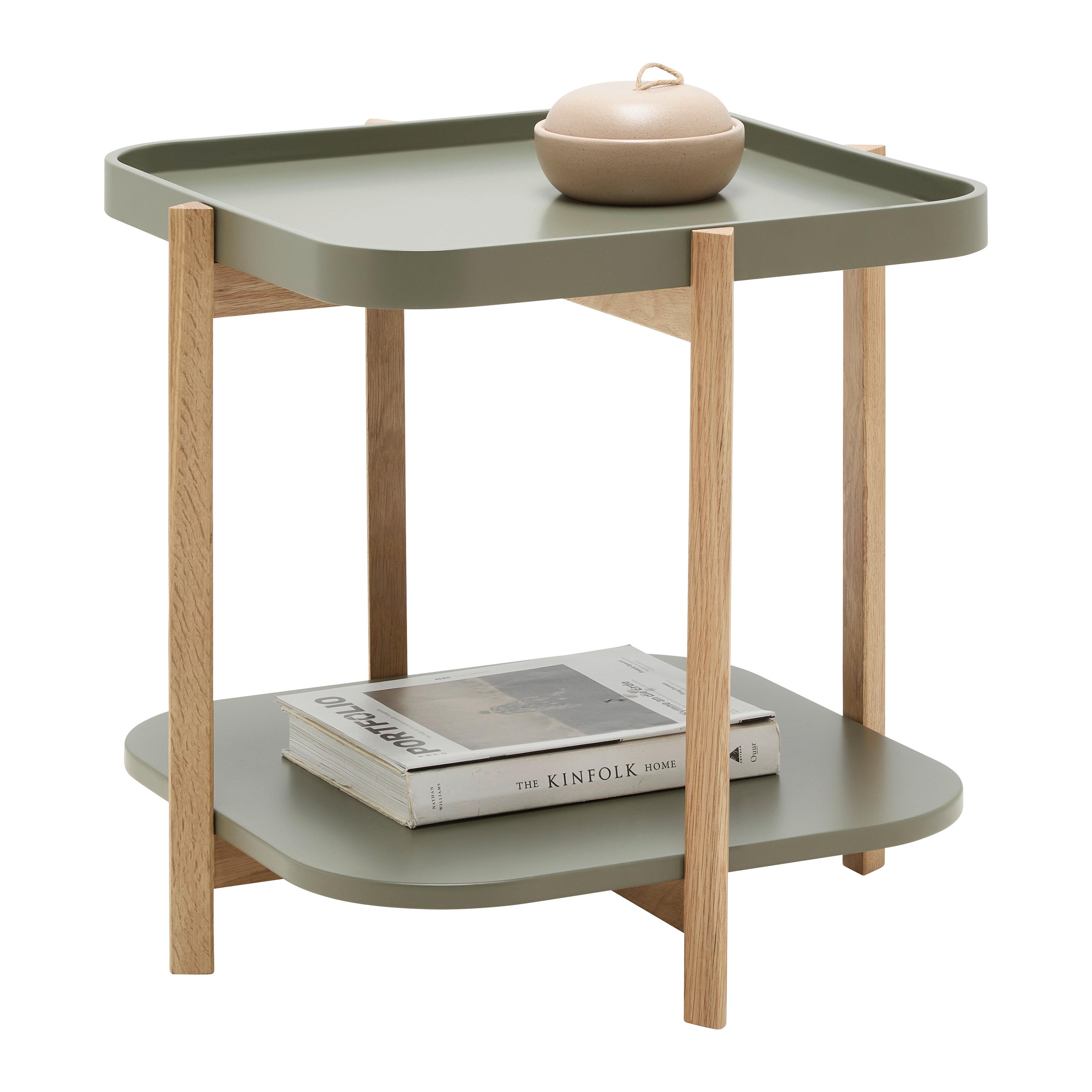 Dohányzóasztal Kerek Strut - natúr színű/zöld, Modern, faalapú anyag/fa (50/50/55cm) - Mömax