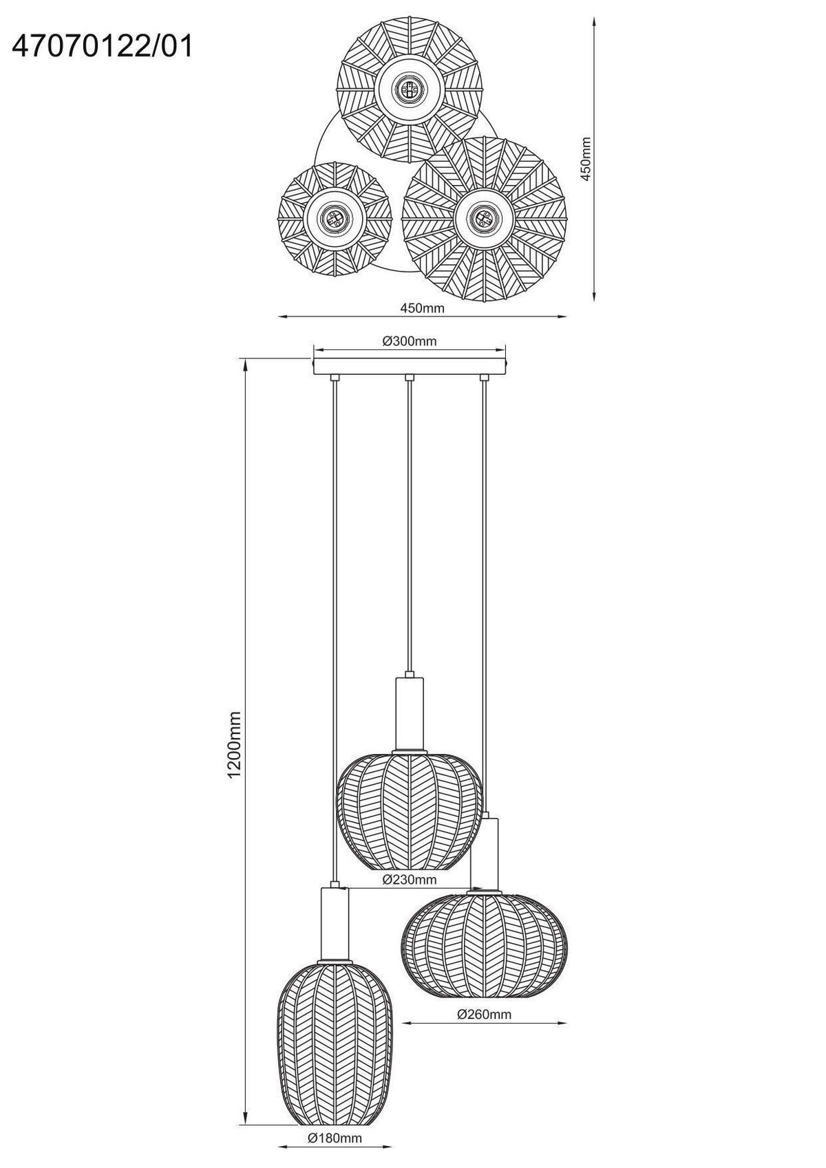 Hängeleuchte Bunti Multicolor max. 25 Watt - Pink/Goldfarben, MODERN, Glas/Metall (45/45/120cm)
